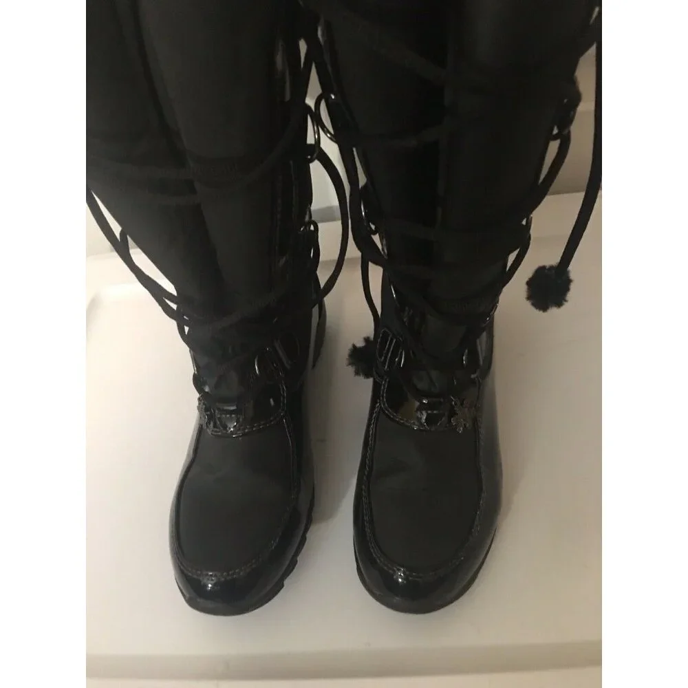 SPORTO BLAKE Womens 7M Tall Insulated Duck Boots Black Rubber Faux Fur‎